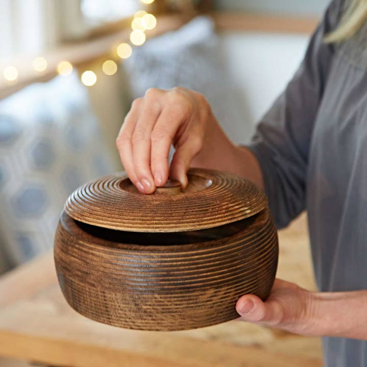 The Paper High Gift Company Limited - Wholesale Bowl - Makula Natural Mango Wood Bowl with Lid - Small