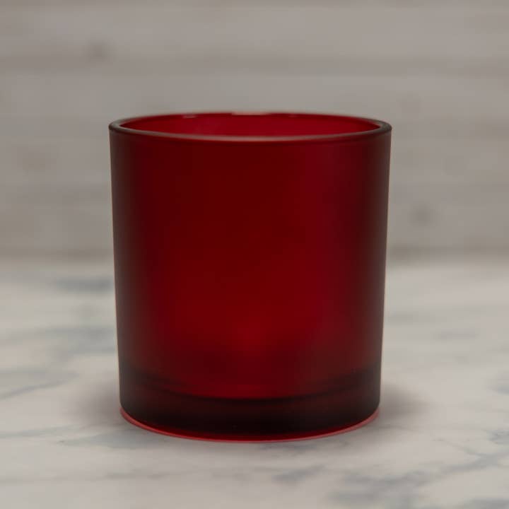 General Wax & Candle Company - Wholesale Candle Holder - 9.5 oz Monticiano Frosted Ruby - Candle Making Glass