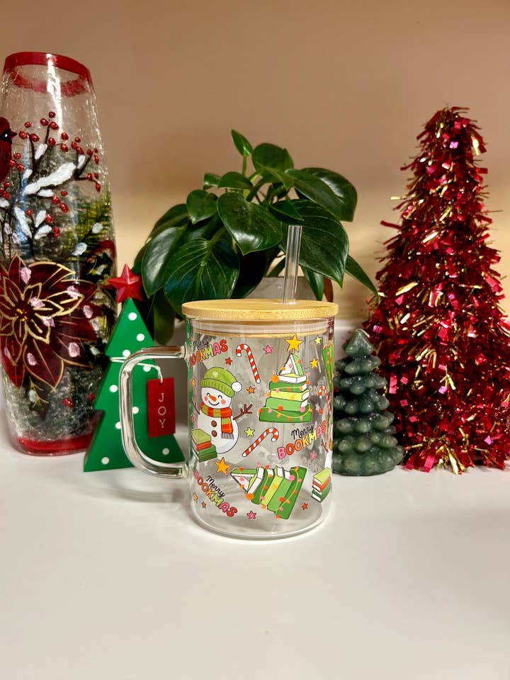 15oz Glasbecher, Buchweihnachtstasse, Geschenk für Buchliebhaber für den Großhandel von MommyandMarie