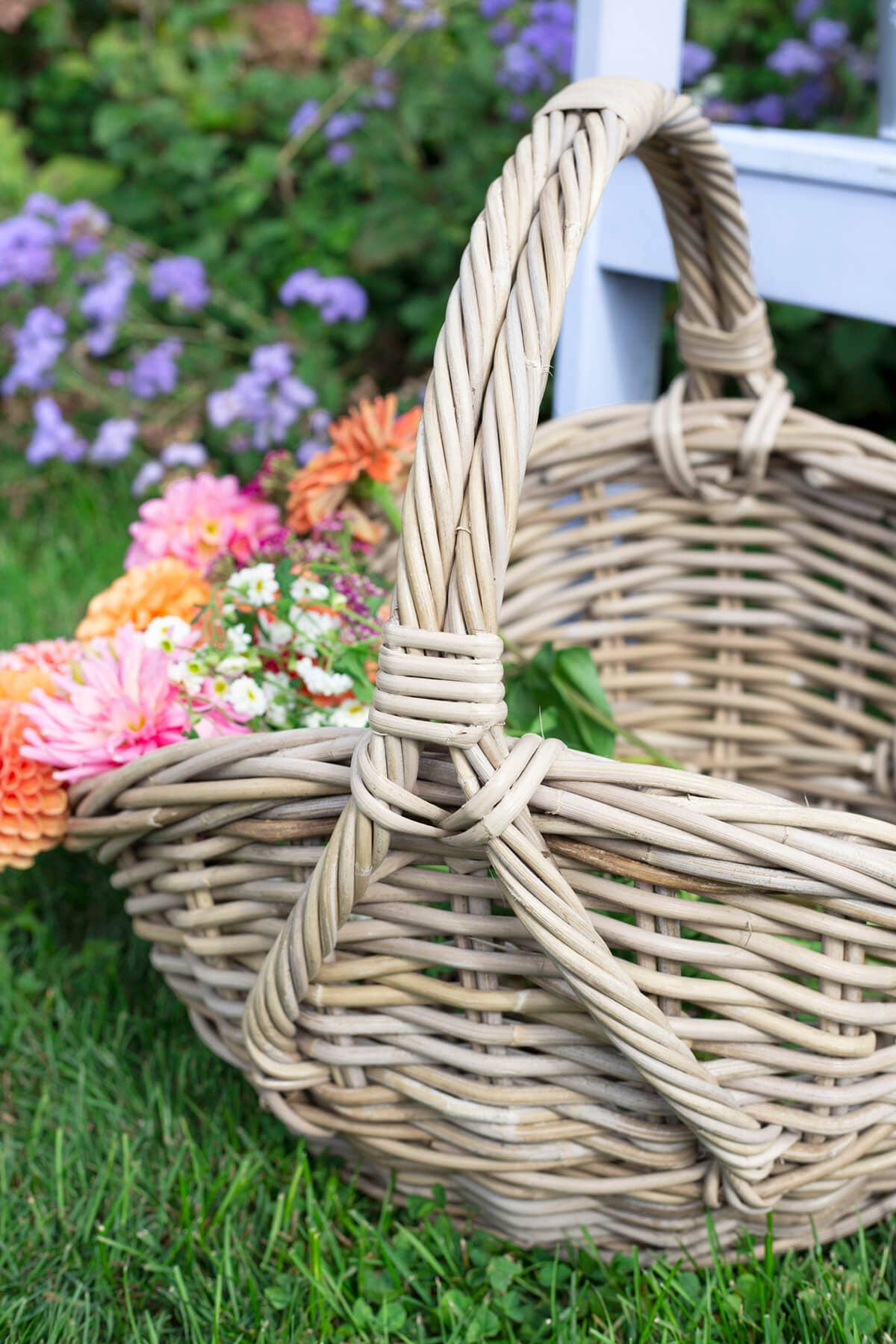 Bacon Basketware - Wholesale Basket - OVAL GREY RATTAN BASKET WITH  HIGH SIDES AND OVERHANDLE2