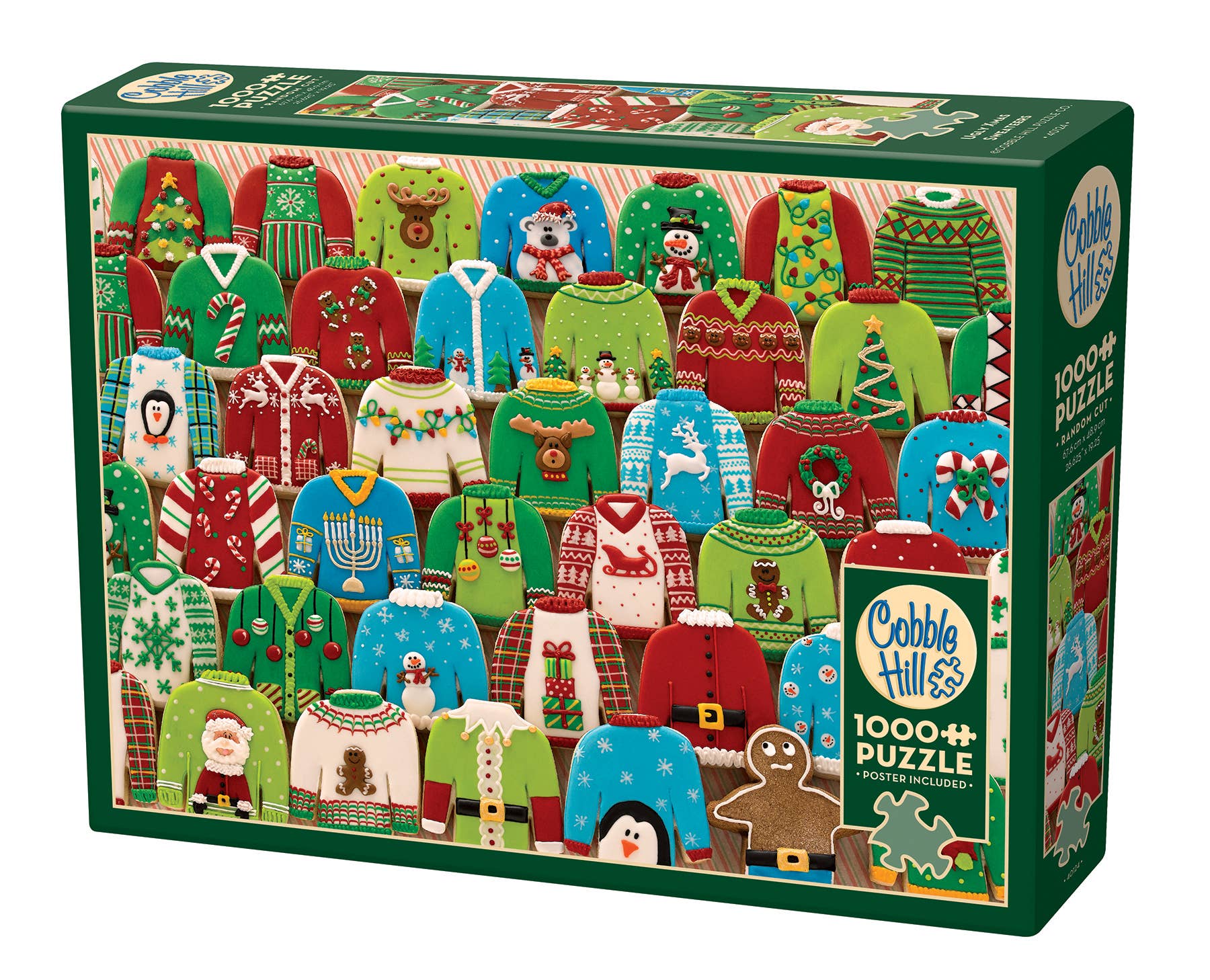 Outset Games and Cobble Hill Puzzles - Vente Puzzle – adulte - Puzzle de 1000 pulls de Noël Ugly Xmas