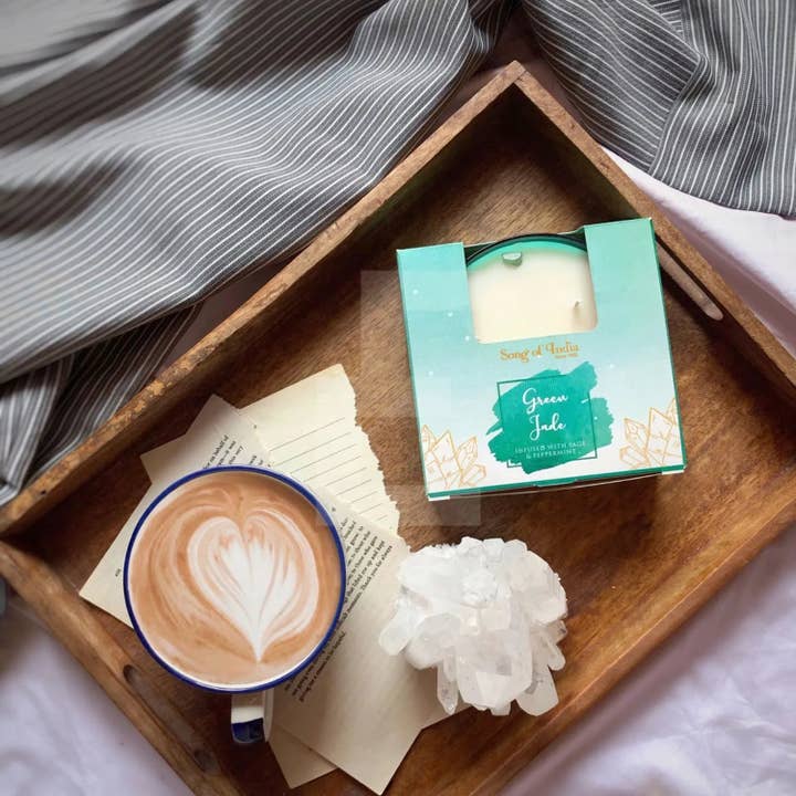 Fragrance Wholesaler - Wholesale Jar/filled candle - Green Jade Healing Crystals Candle 200g1