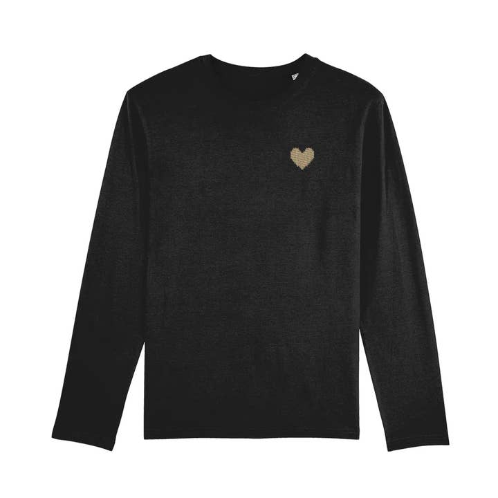 Made With Love, besticktes goldenes Herz, Langarmshirt für den Großhandel von Made with Love by Tom Daley