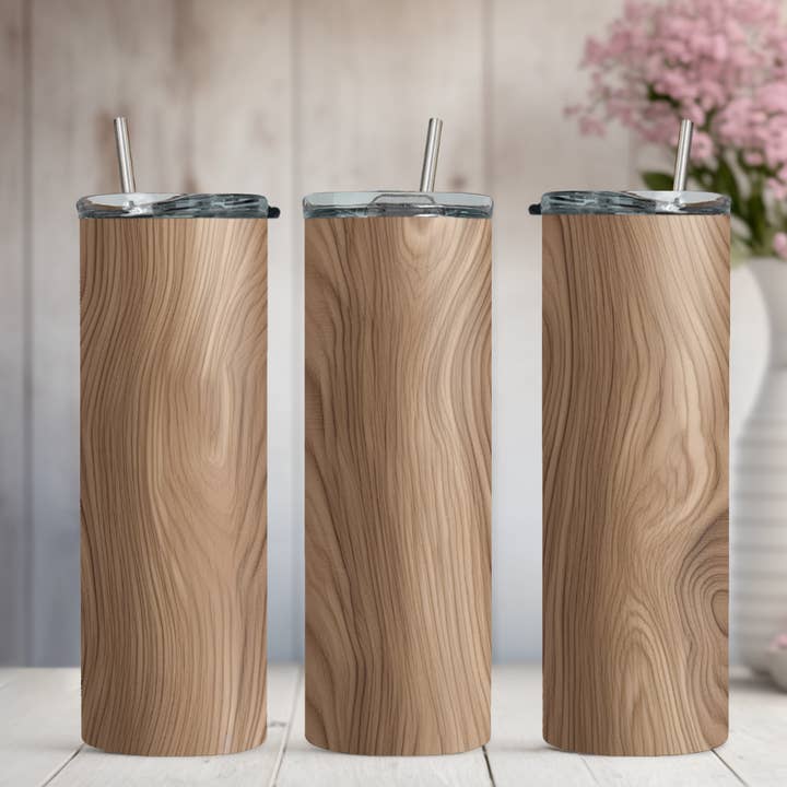 New Natural Driftwood Wood Grain 20oz/30oz Skinny Tumbler for wholesale by Honey Jar Creations