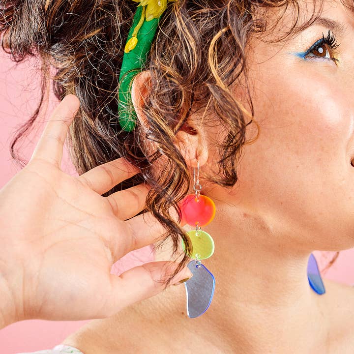 The Lost & Found - Wholesale Dangle Earrings - Triple Drop Earrings "Rainbow Irridescent"5