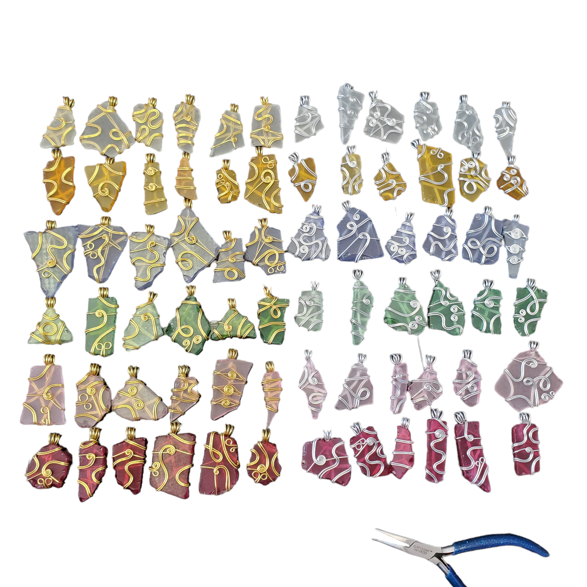 Different Branches – Großhandel Individueller Charm/Anhänger – Einzigartige handgefertigte Sea Glass Anhänger mit Drahtumwicklung5