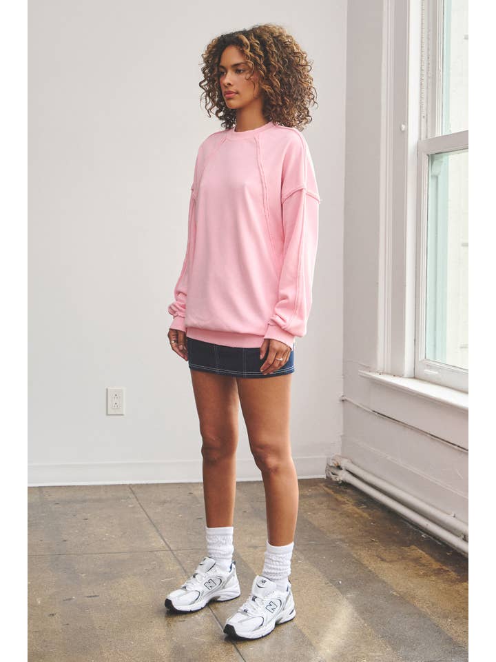 No Vacancy - Wholesale Sweatshirt - Women's - Raw edge detail french terry crewneck top16