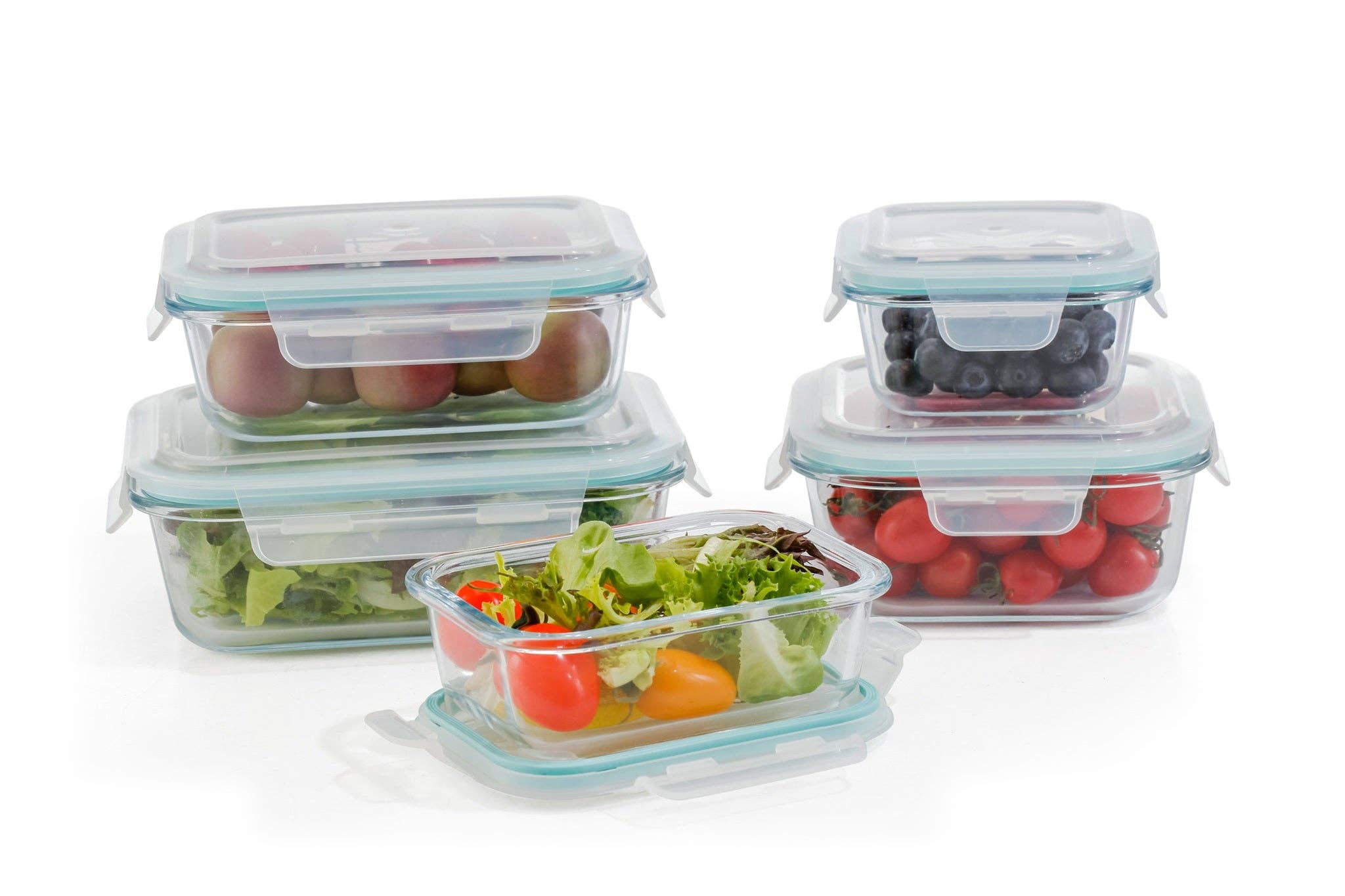 Dura Living LLC - Wholesale Food Storage Container - 10-Piece Glass Food Storage Containers with Airtight Locking Lids (5 Containers + 5 Lids)