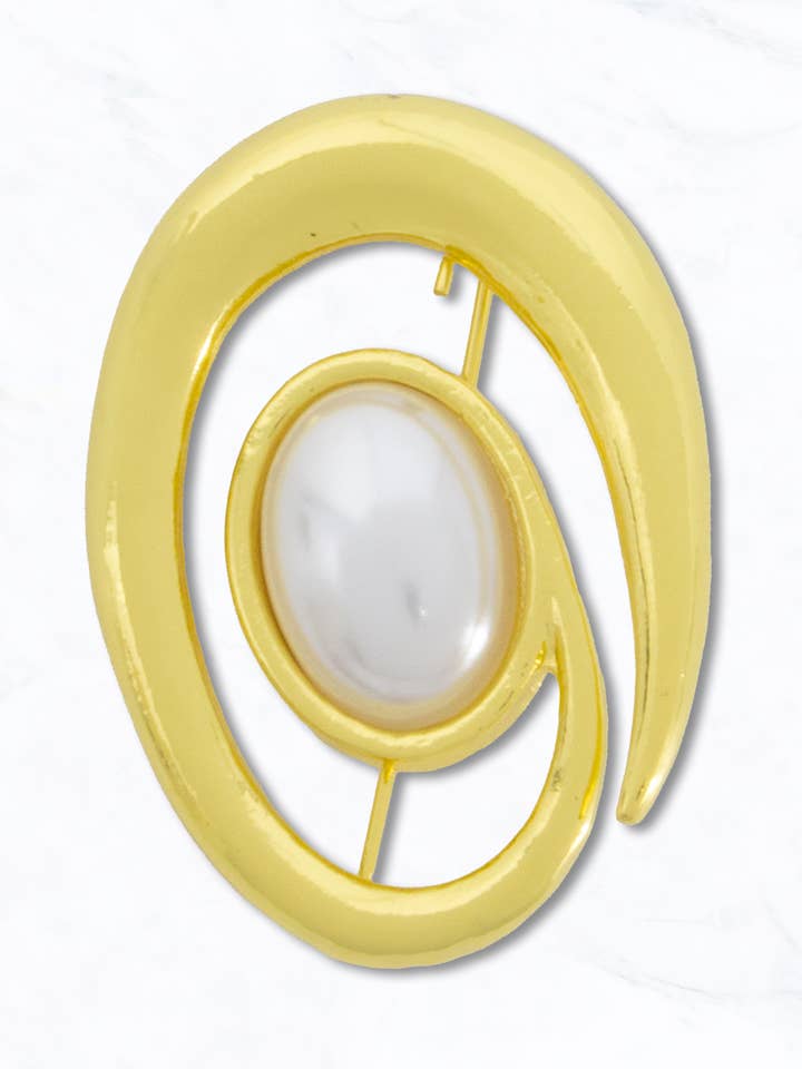 Broche Épingle Perle Tourbillon Or pour la vente par Suzie Q USA