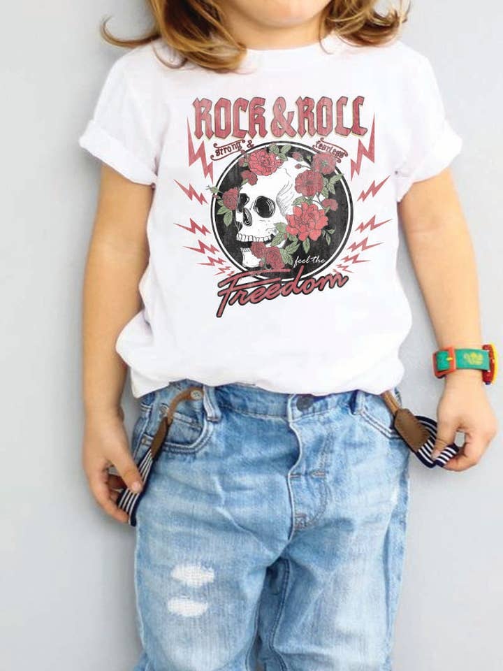 L1286 - T-shirt graphique ROCK N ROLL pour la vente par KNOCK ON THE STYLE