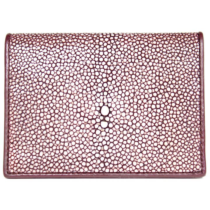 Porta-cartões em couro de raia polido genuíno (Shargreen) por atacado de Atlas Goods By Your Needs Company