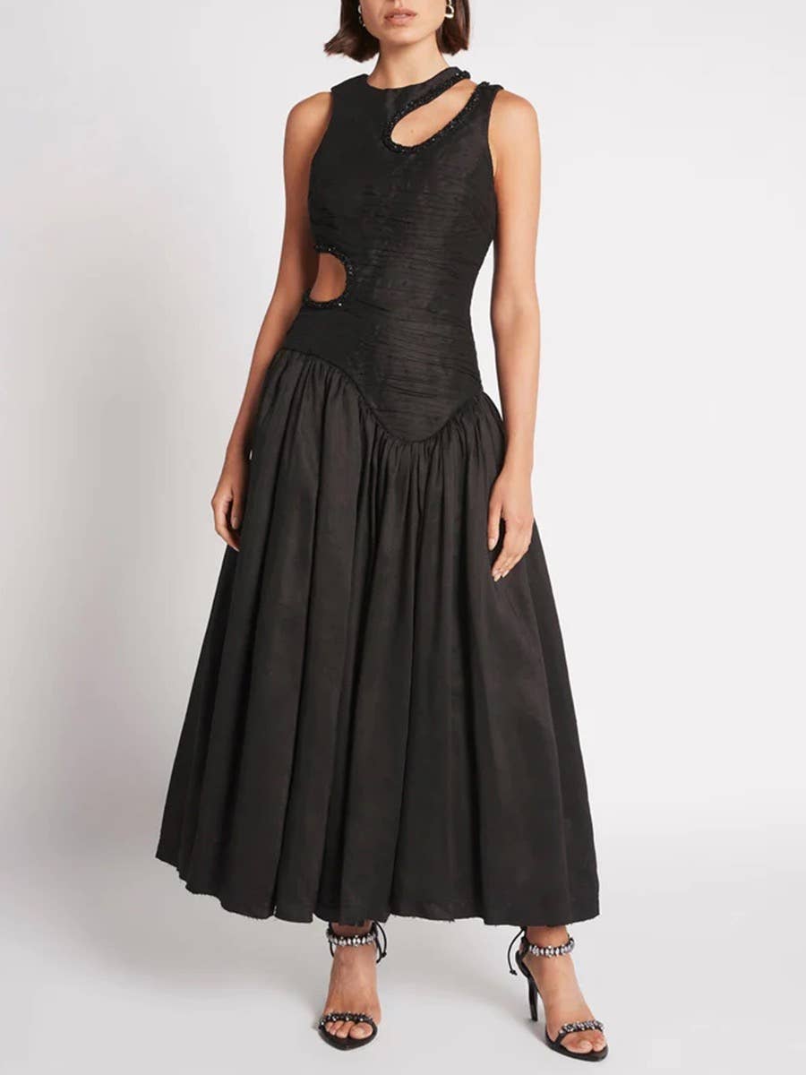 Productseeker - Vendita all'ingrosso Vestito - Donna - DR0137 Spring Elegance: abito sottile e plissettato senza maniche0