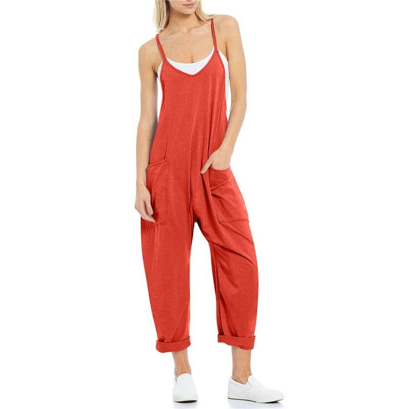 UZ Wholesale Store - Wholesale Overalls - Women's - Casual Solid Color Jumpsuit With Big Pockets3