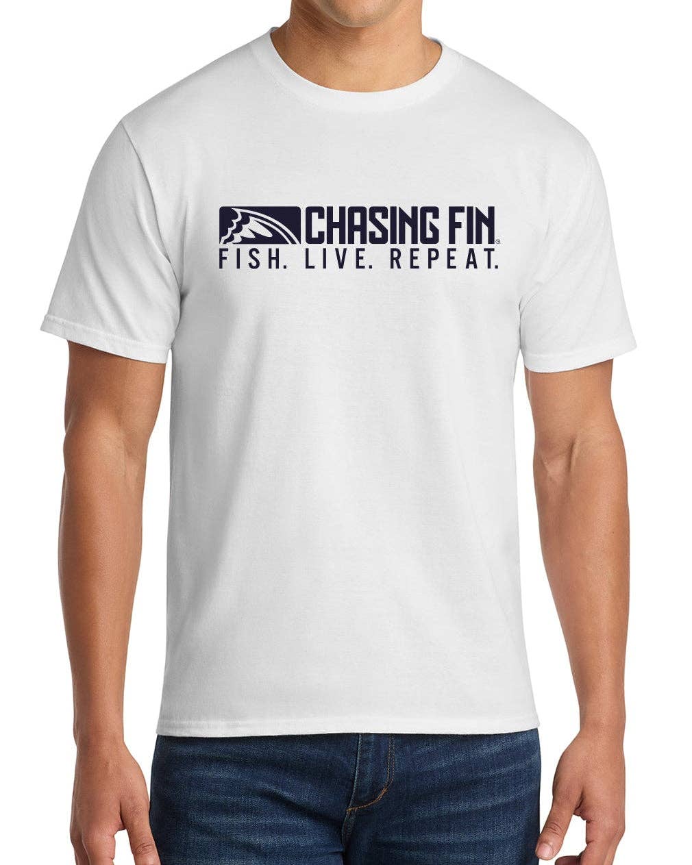 White Distressed American Fish Flag T-Shirt (White) for wholesale on Faire1