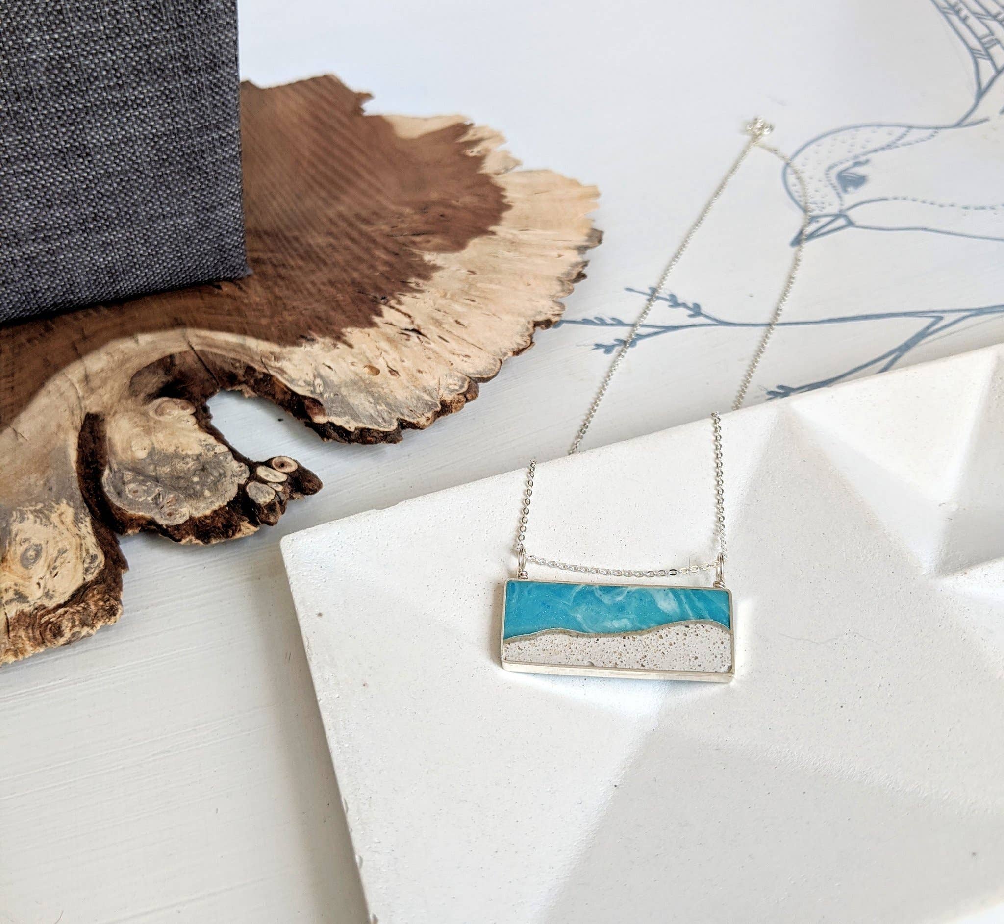 Muro Jewelry - Venta al por mayor Collares con colgantes/abalorios - Collar de plata de ley con escena de playa, turquesa6