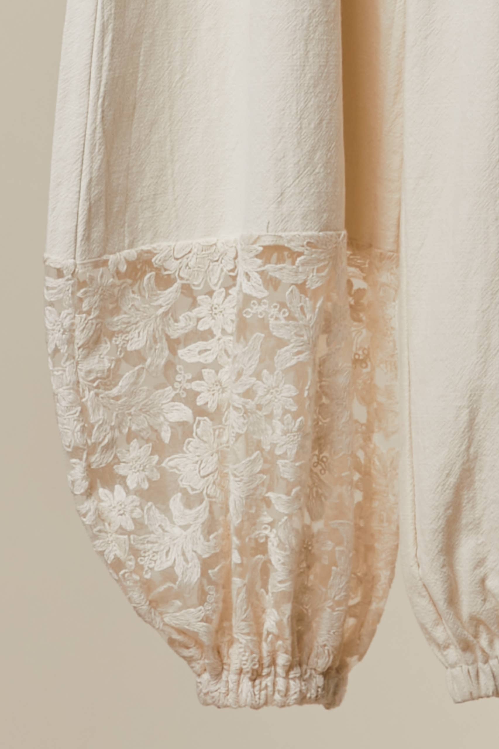 Mello. - Wholesale Pants - Women's - Lace Accents Patchwork Crochet Jogger Pants4