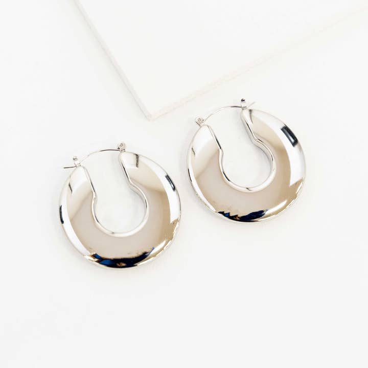 Lovoda - Vente Créoles - Boucles d'oreilles Disk Hoop | Argent2