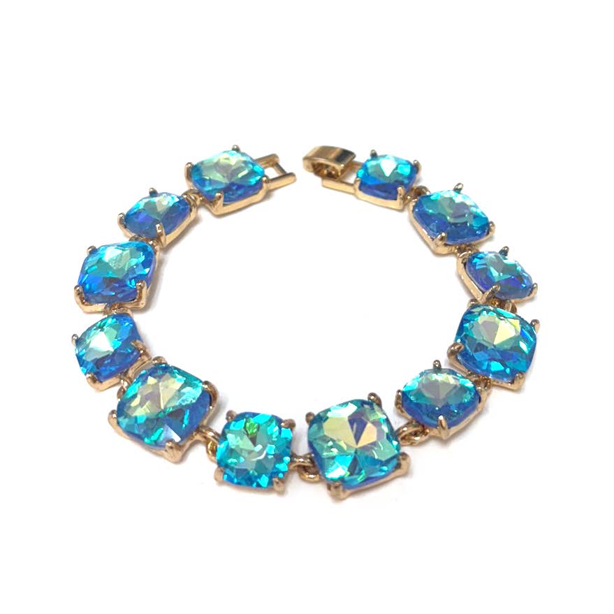 StarryNYC - Wholesale Link & Chain Bracelet - Cushion Cut Glass Crystal Linked Station Bracelet20