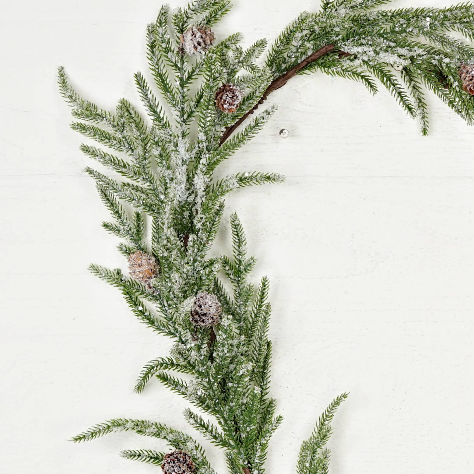Holiday Depot Inc. - Wholesale Bunting/Garland - 510381- 5ft Garland-Snowy Soft Touch Norfolk Pine with pinec1