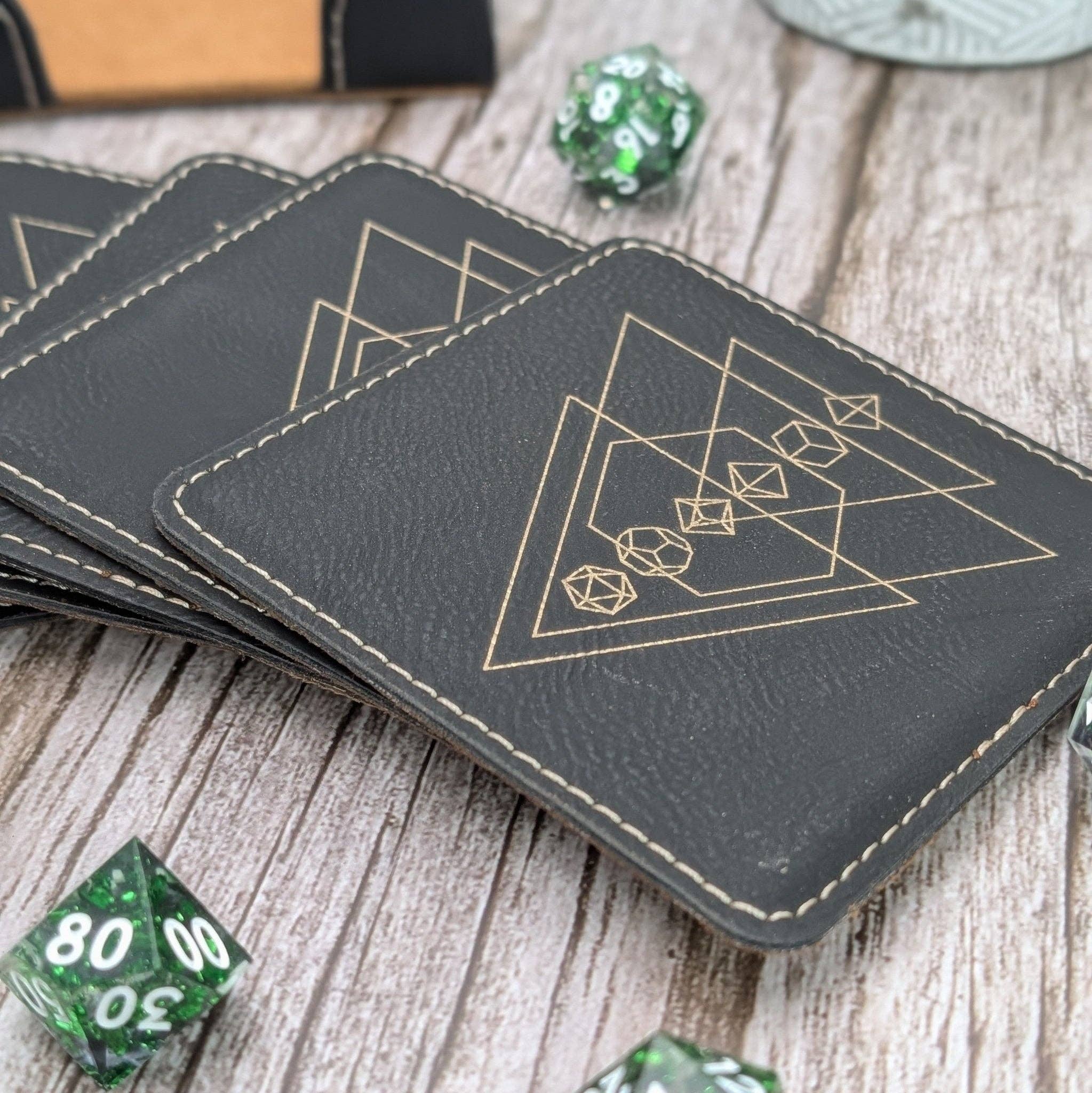 EBONWOOD - Wholesale Coasters - Arcane Geometry Coaster Set – D&D Dice Edition4
