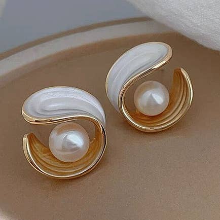 Oyster Pearl Earring Stud for wholesale by Gemscape UK