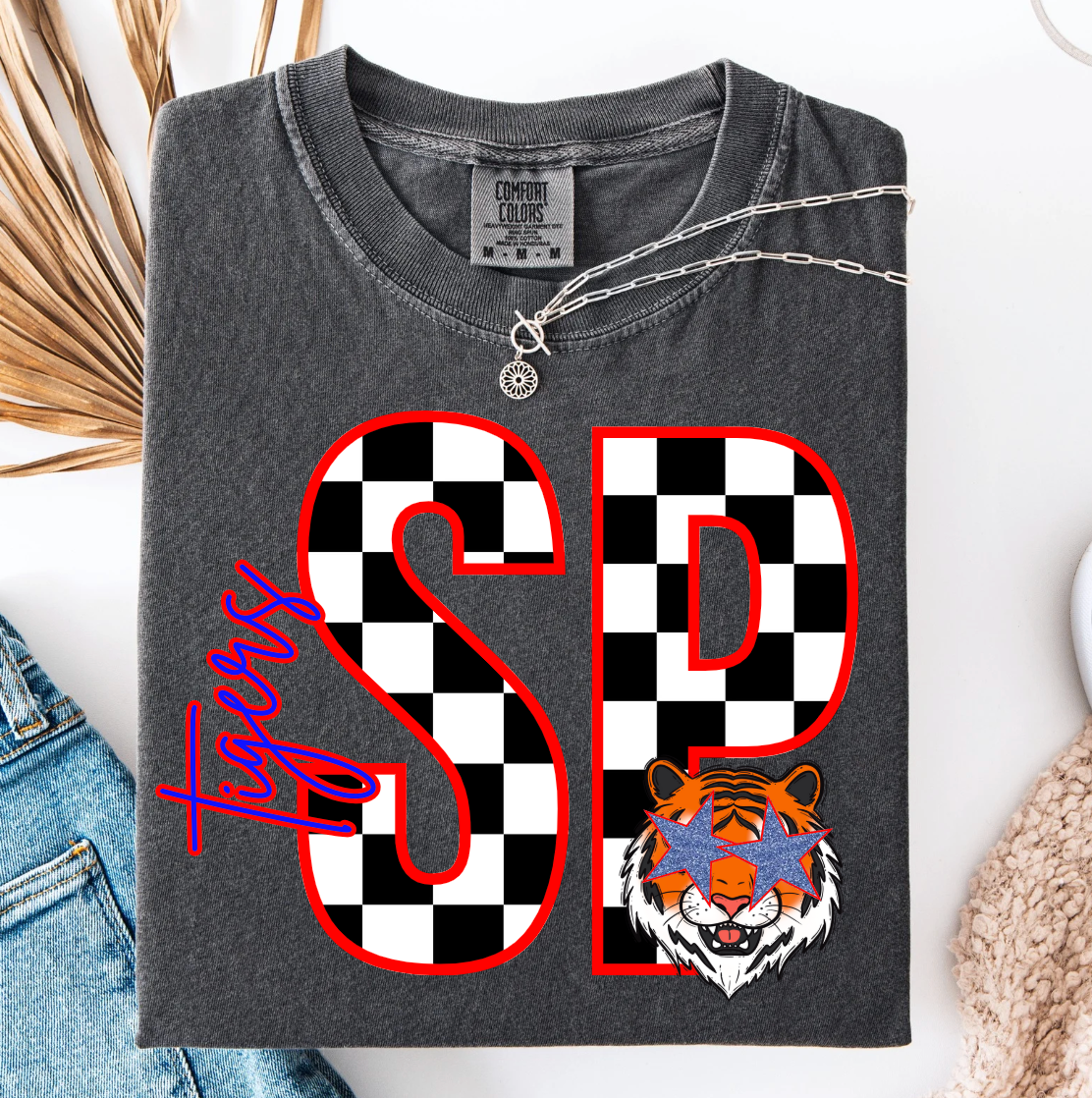  Pepper Block Letter Checker Graphic Tee for wholesale on Faire1