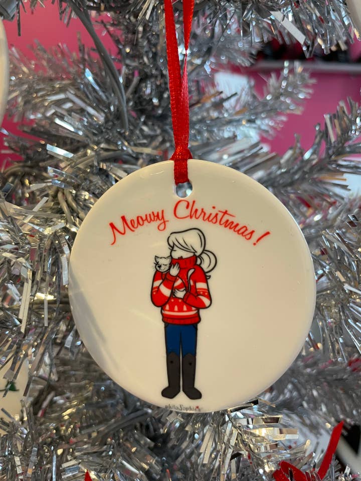 Meowy Christmas, Cat Ornament for wholesale by philoSophie's Stationery & Gifts