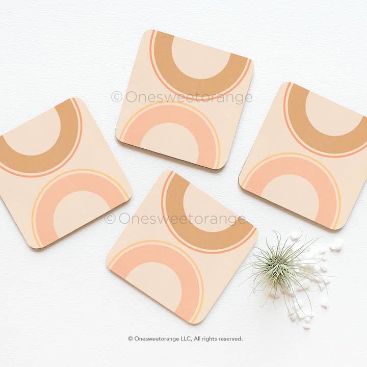 Cork Coaster Set van 4 onderzetters uit het midden van de eeuw voor wholesale door Onesweetorange