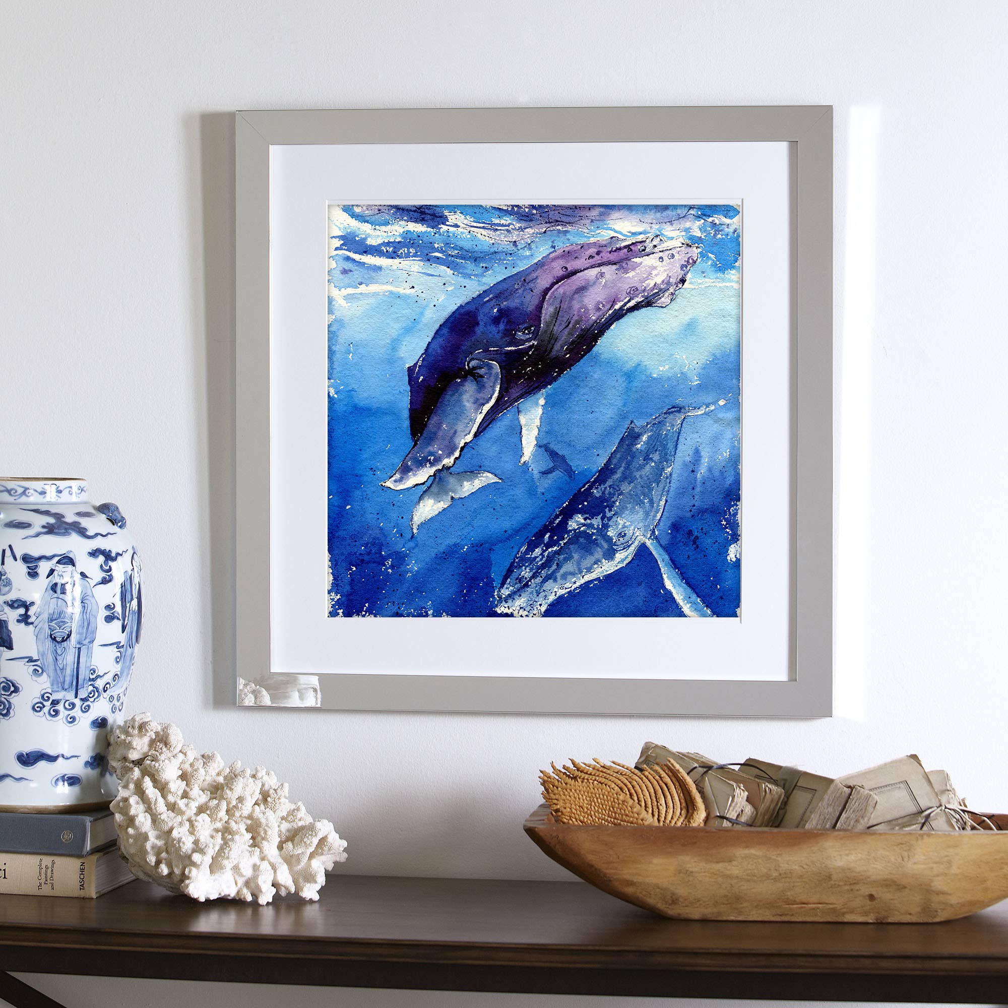 Elena Markelova Arts - Wholesale Art Print - The Trifecta - Whales Watercolor Art Print1