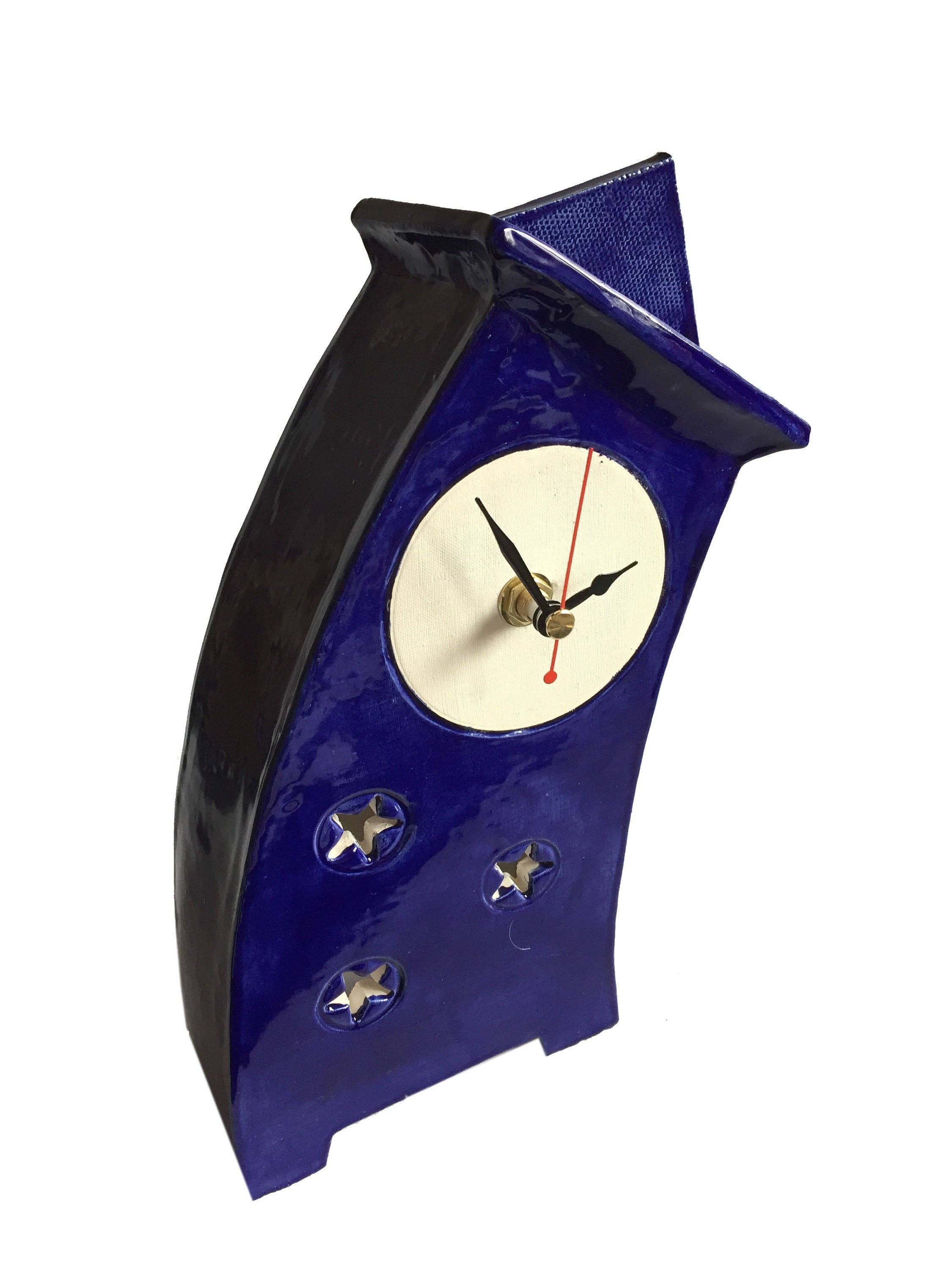 Peter Bowen Art - Venta al por mayor Relojes de escritorio - Reloj de estante azul real, reloj de mesa, reloj de repisa, reloj ondulado