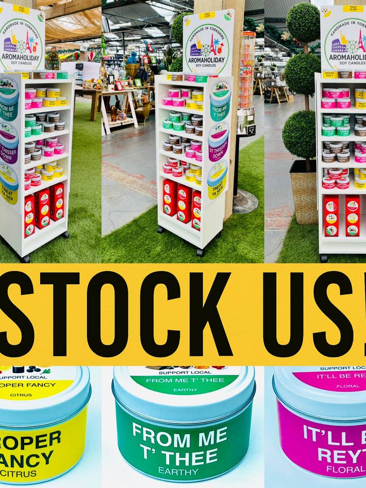 FREE POSFLOOR STAND BUNDLE – Yorkshire Sayings Soy Candles for wholesale by AromaHoliday Ltd