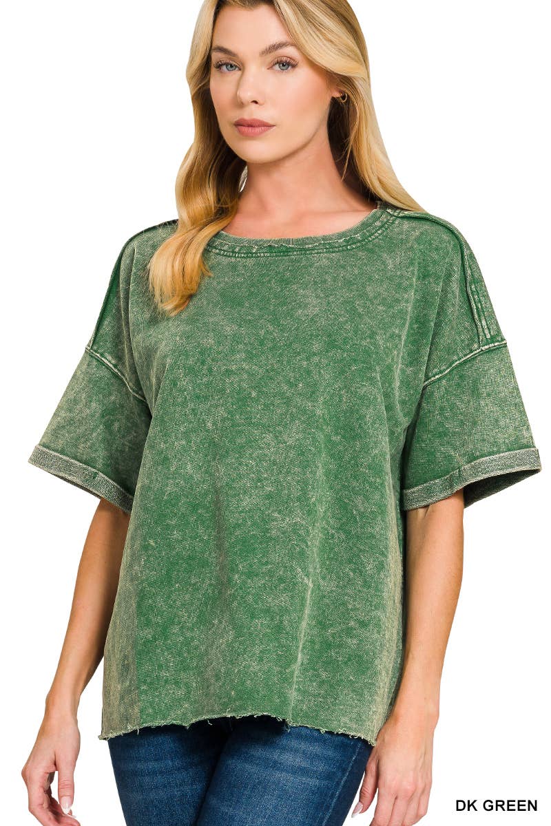 Vanilla Monkey - Wholesale Knit Top - Women's - French Terry Acid Washed Tee Shirts5