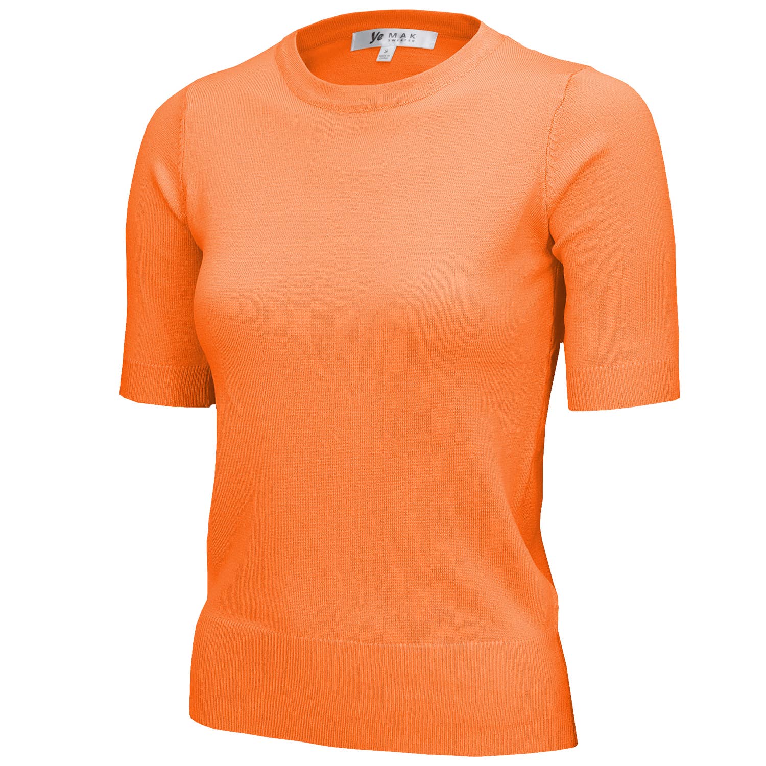 Mak – Engroshandel Strikket top - Dame – Halv-ærmet Crewneck Letvægts blød pullover Tee MK3664Y20