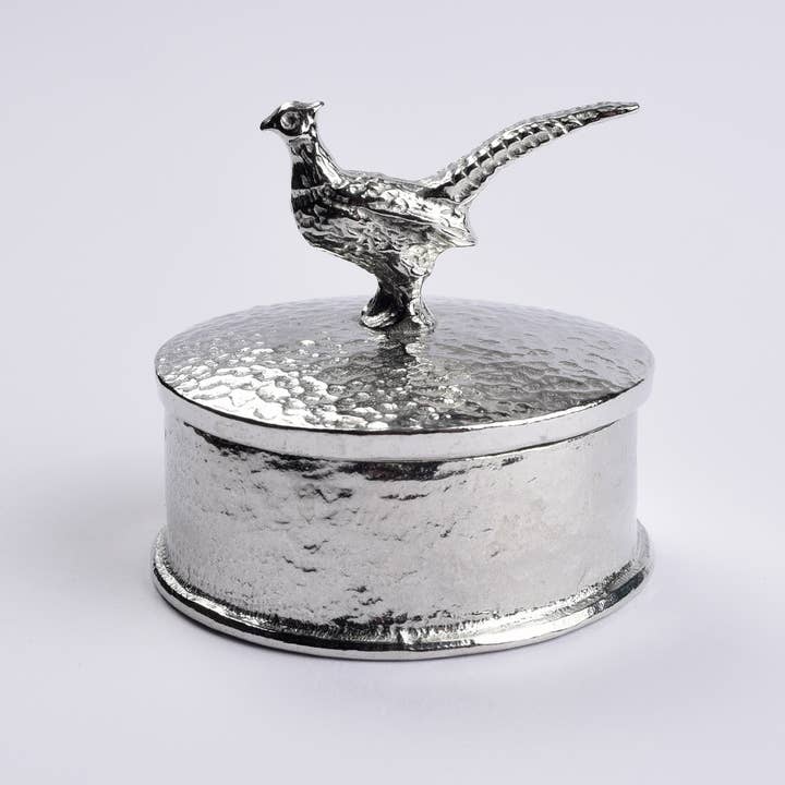 Glover & Smith - Wholesale Jewelry Box/Organizer - Pheasant Trinket Box, English Pewter Gifts