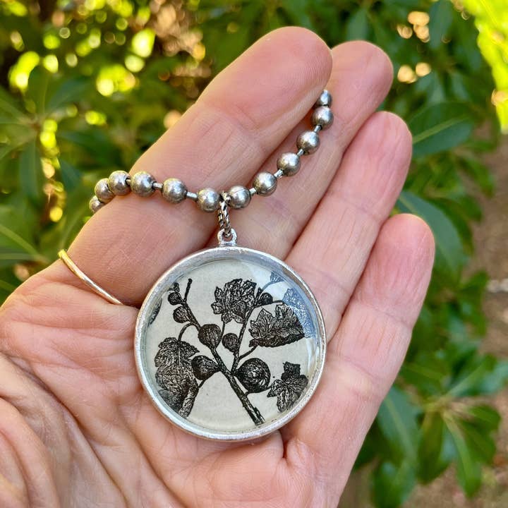 joeyfivecents – Colar pingente/pendente por atacado – Colar de prata grosso médio - botânico, pássaro, floresta2
