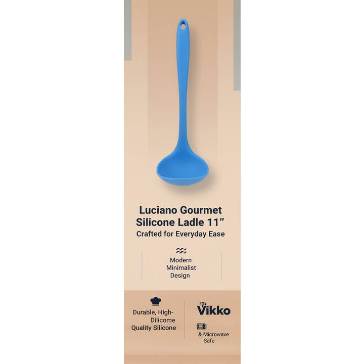 Kadra Kitchenware - Wholesale Ladle - Luciano Gourmet, Silicone Ladle 11'', Blue3