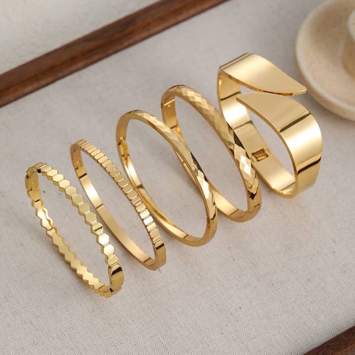 ACCITY - Wholesale Bangle Bracelet - 18K GOLD PLATED DIAMOND BRACELET GOLD RETROSTACKING_CWMM3724