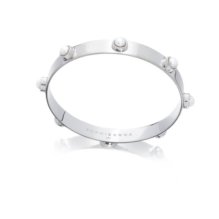 Flat Bangle With Pearls for wholesale by Sophie Anna