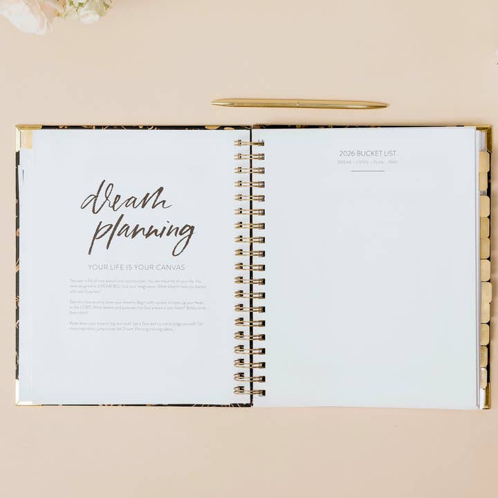 Horacio Printing - Wholesale Planner - 2026 Large Golden Floral Dream Planner (Timestamp Layout)4