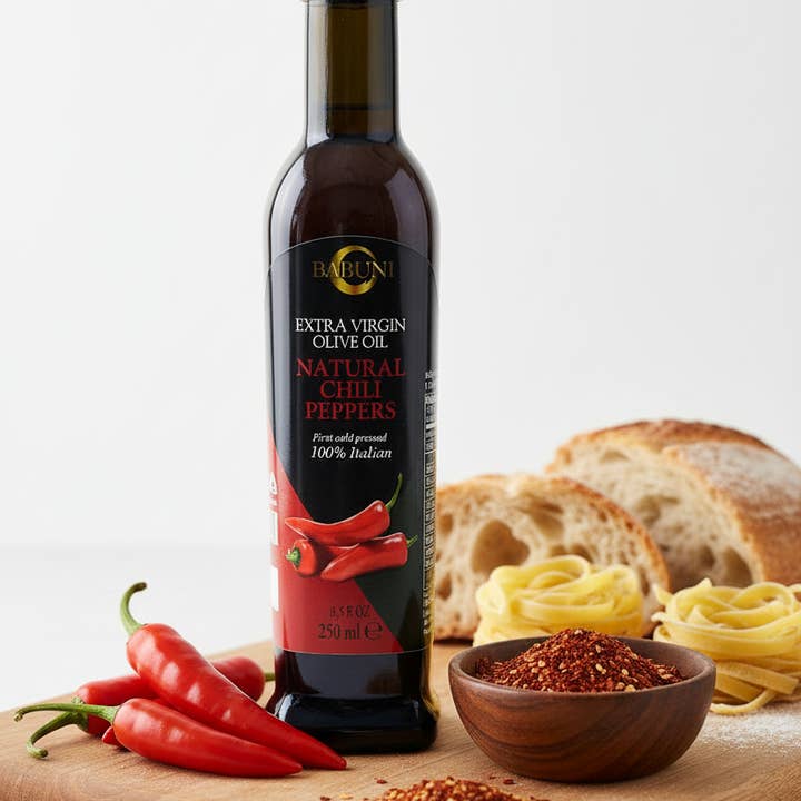 Huile d'olive extra vierge - Arôme naturel de piment pour la vente par BABUNI Gourmet & Specialties