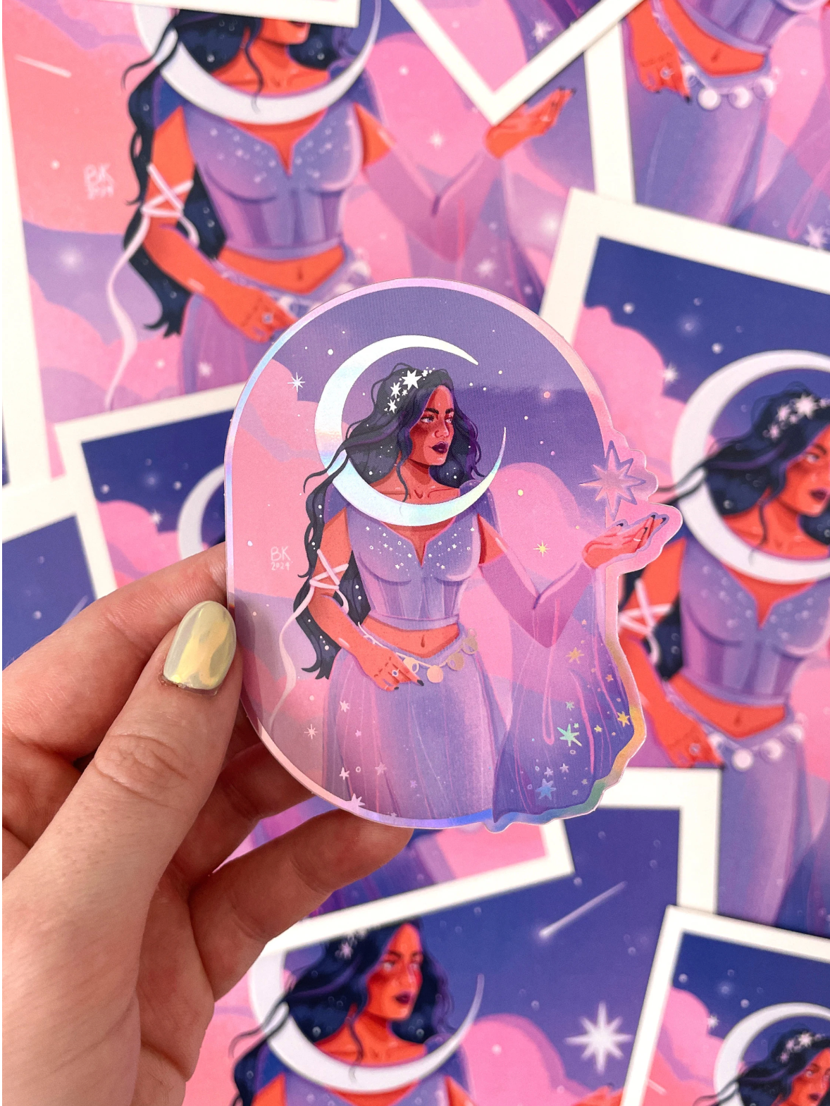 Brittany Keller Art – Engroshandel Klistermærke – Daggry Vogter Holografisk Klistermærke2