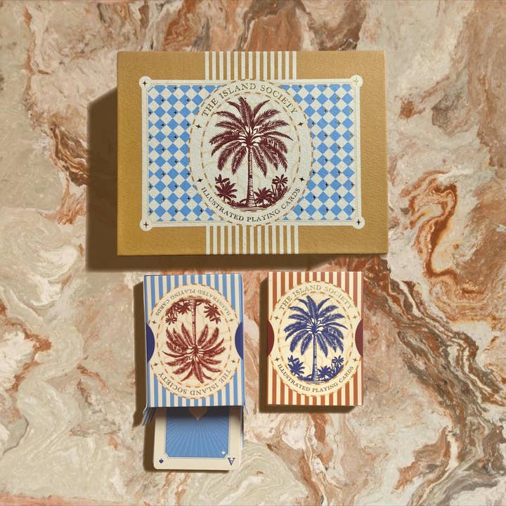 Premium Playing Cards: Linen Finish, Gold Foil Double Pack for wholesale by The Island Society