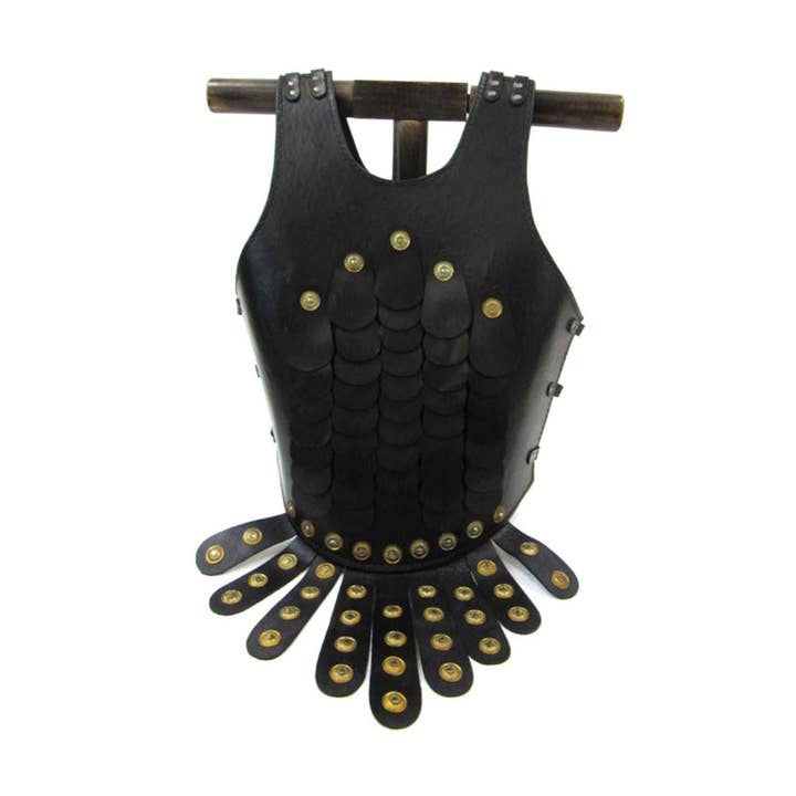 Medieval Leather Armor Cuirass (Black Faux Leather with Bra for wholesale by India Overseas Trading Corporation