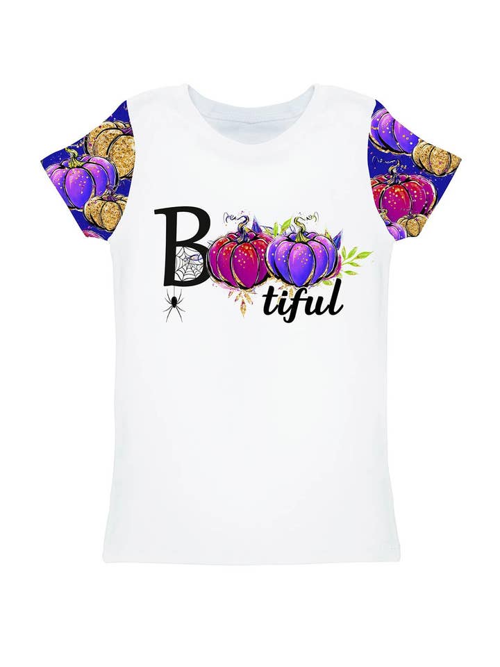 BOOtiful Pompoen Zoe Witte Halloween Print T-Shirt - Kinderen voor wholesale door Pineapple Clothing