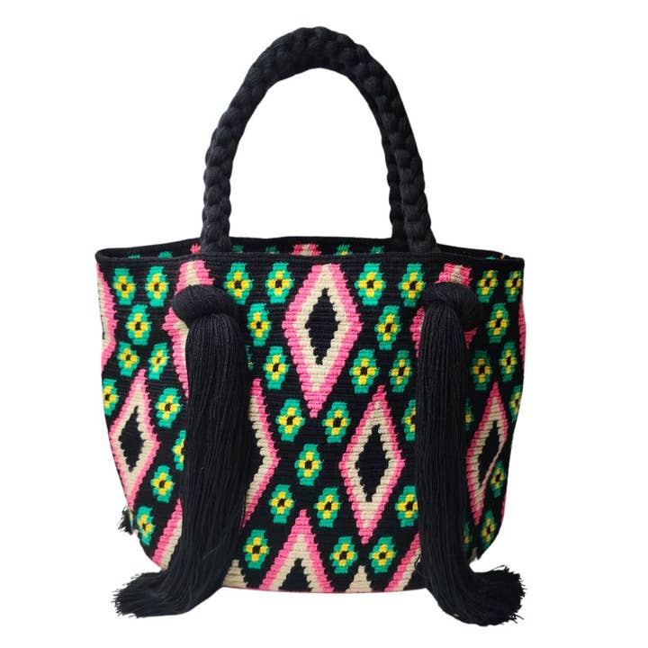 Sac à franges noir pour la vente par LE POM POM