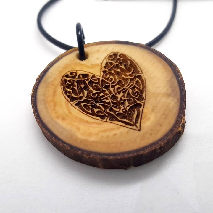 Lyoncraft - Wholesale Pendant/Charm Necklace - Celtic Heart Wooden Pendant Necklace, Simple Romantic Design
