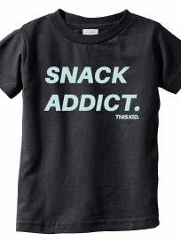 THIS KID SUPPLY CO. - Snack Addict Tee - Light Teal on Black (Infant & Toddler sizes) for wholesale by This Kid Clothing Co.