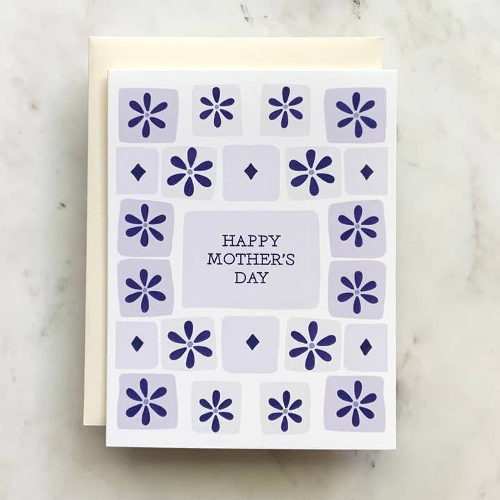 Mother's Day Tile Greeting Card for wholesale by Pajarita Paper Co
