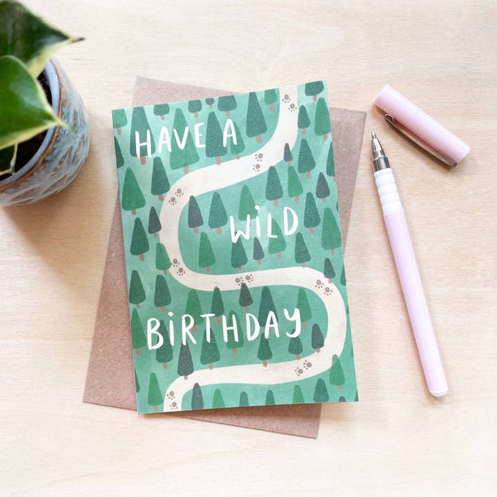 'Wild Birthday' Recycled Coffee Cup Card for wholesale by Coffee Cup Cards