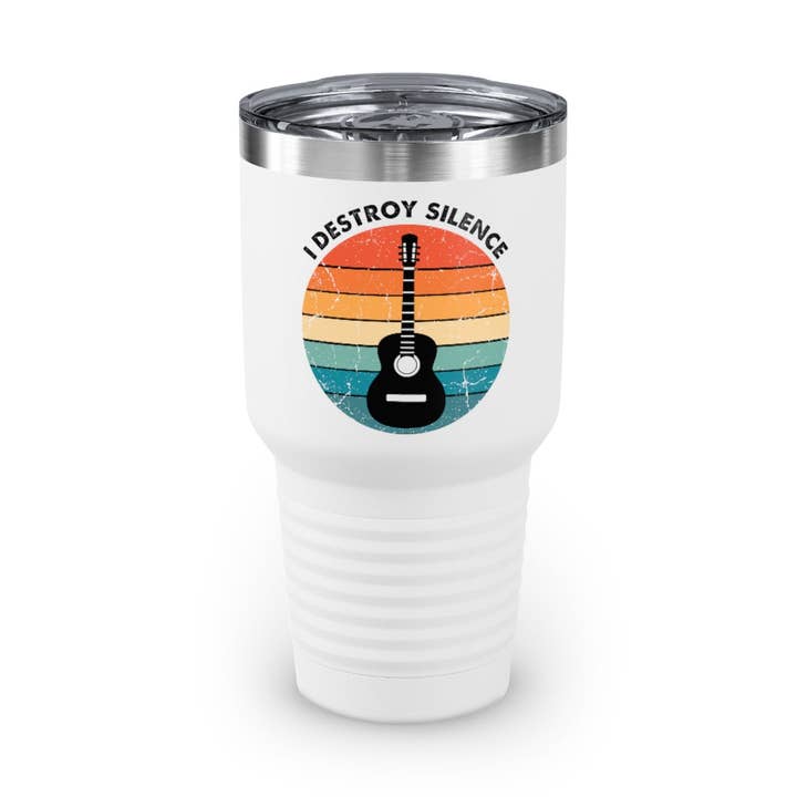 Gobelet de 30 oz en acier inoxydable, couleurs Hilarious I Destroy Silence Strumming, ukulélés, amateur de guitares, instrumentiste humoristique, guitariste, fan d'orchestre pour la vente par Teegarb LLC